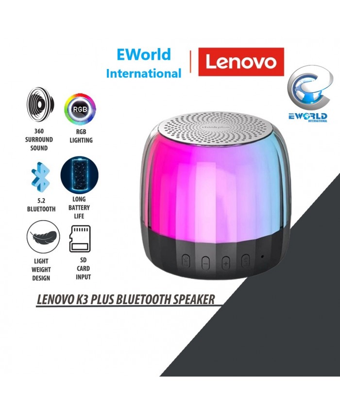 Lenovo K3 Plus TWS Bluetooth Wireless Portable Outdoor Loudspeaker TF Card With Mini RGB Light Playback Speaker